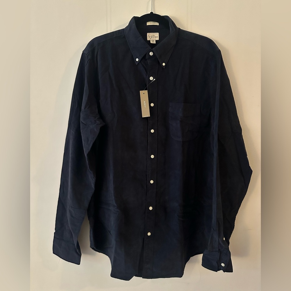 NEW NWT J.Crew Men's Corduroy Button-Down Shirt Large Tall - Indigo Navy Classic